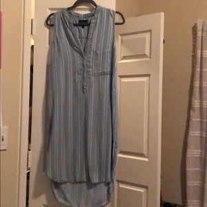 DENIM AND WHITE STRIPE TANK DRESS
